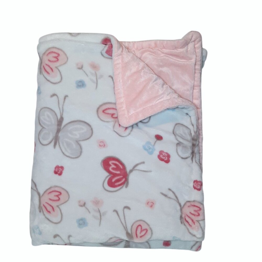 Little Beginnings Butterfly Floral Lovey Security Blanket 38" X 32"